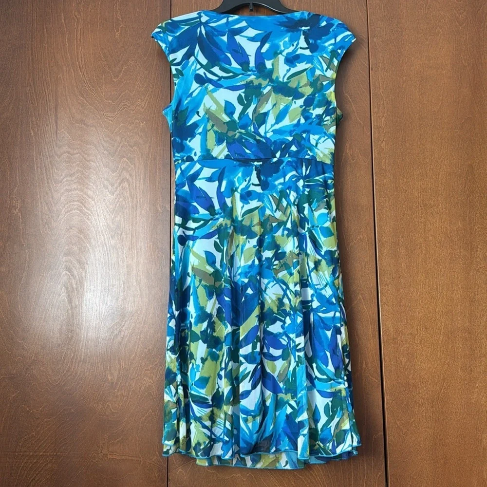 Connected Apparel Blue and Green Patterned Dress Size 8 - Picture 2 of 8